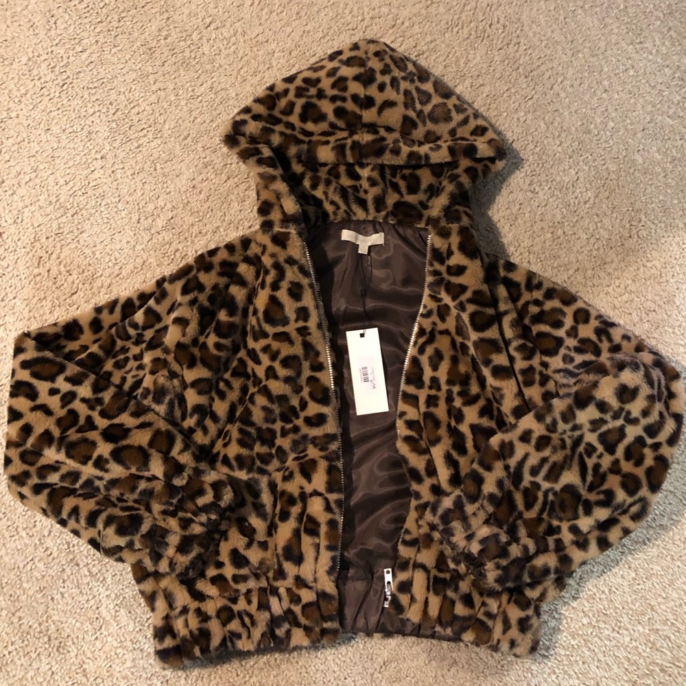Leopard Faux Fur Cropped Jacket